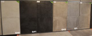 Betonlook vloertegels Arca in 4 kleuren - showroomfoto