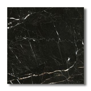 Gepolijst vloertegel 120x120 cm marmerlook Lahomi Nero zwart Nav35