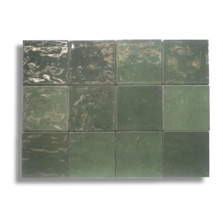 Hoogglans Wandtegel 10x10 cm handvorm Fez Groen Life1 RBT184