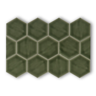 Hoogglans wandtegel 10,8x12,4 cm Hexagon Princeton topaz groen RBT61