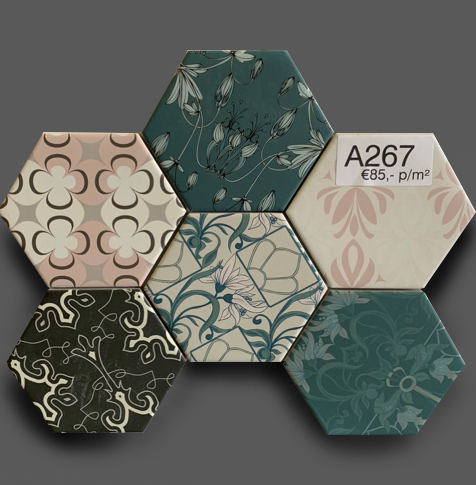 Wandtegel cm Hexagon Mix Kleuren A267 - Tegel Outlet Tiel